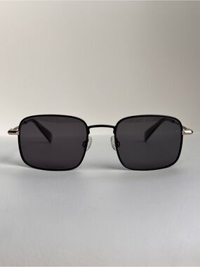 Rag & Bone 5023/S square sunglasses black gold metal frame gray lenses